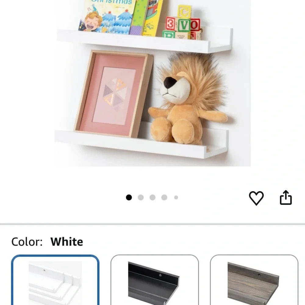 FLYJOE Picture Ledge Shelf for Wall, 16 inch Solid Pine Wood Book Shelves 2 Pack